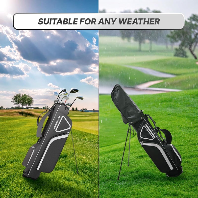 AK System Ultra-Lite Golf Stand Bag - 3 Lbs, 4 Way Divider Portable Golf Club Carry Bag, Water-Repellent Golf Travel Case with Rain Hood, Golf Gifts for Men and Women - Image 5